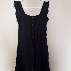 Ripzone Chic Black Button-Front Mini Dress